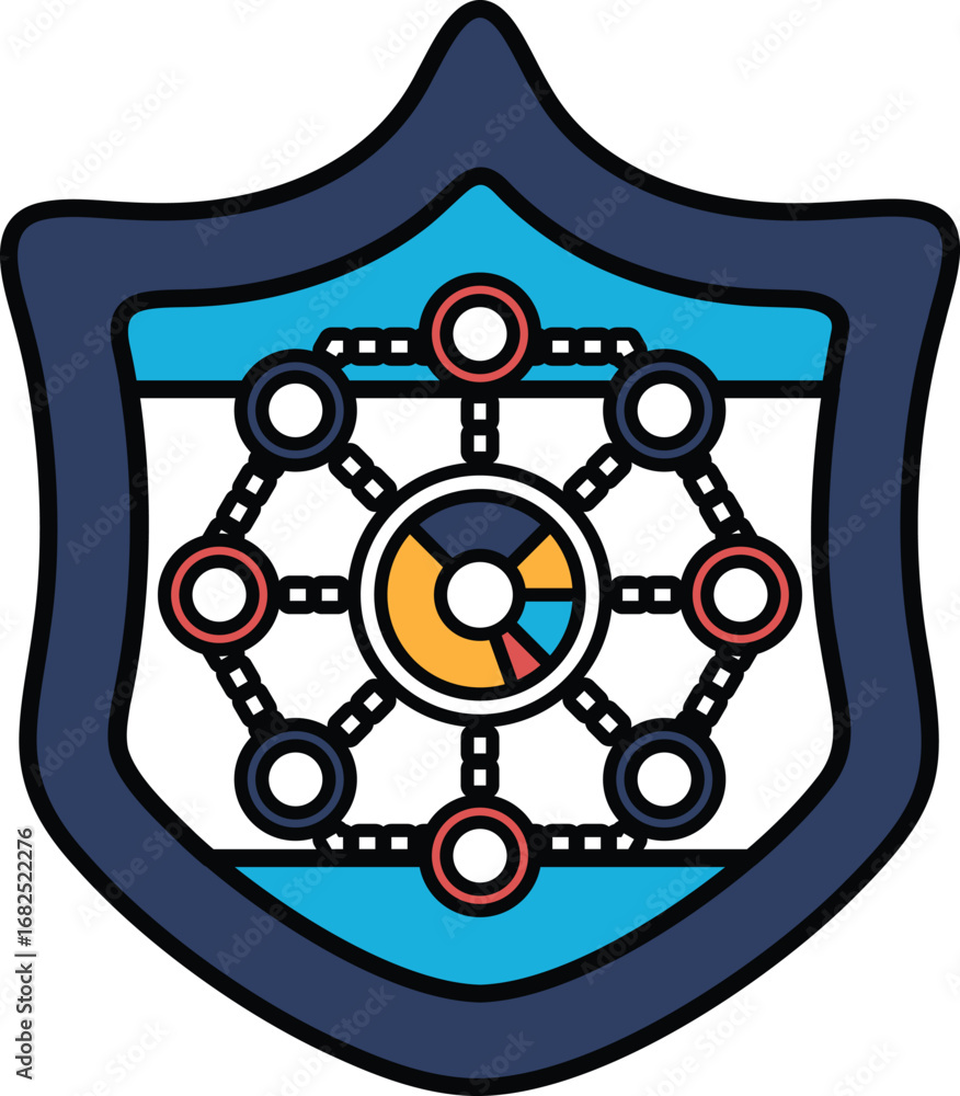 Canvas Prints a blue shield with a red and yellow circle in the middle