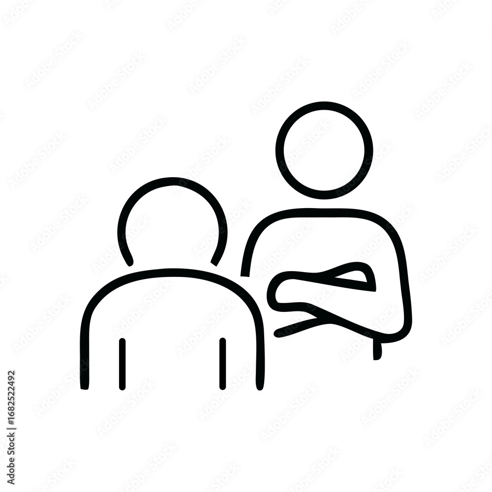 Poster two person outline icon representing teamwork and collaboration in a minimalist design perfect for w