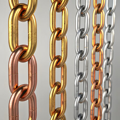 Obraz premium metallic chain links with gold silver 