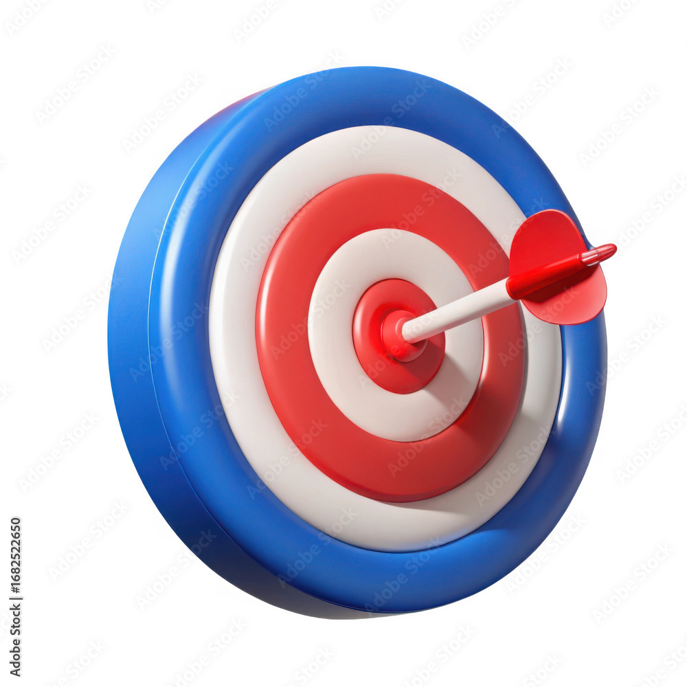 Poster 3d dartboard with arrow isolated on transparent background