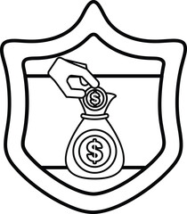 A hand is putting money into a bag