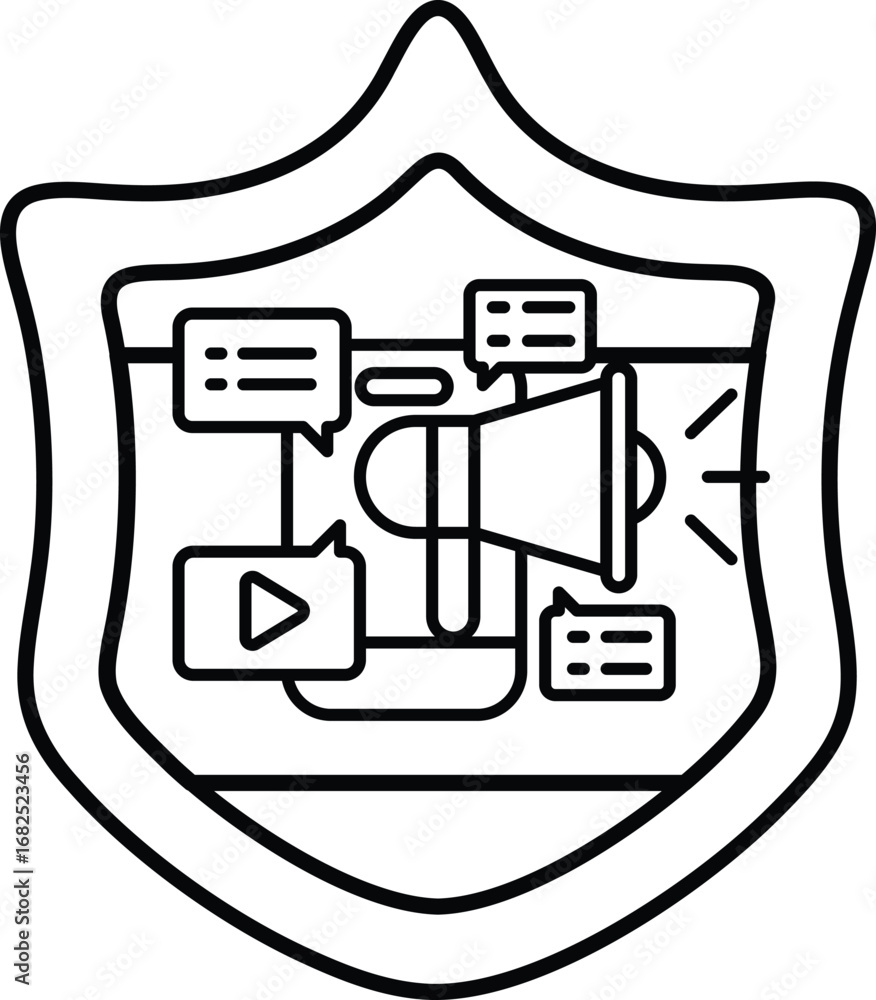 Poster a shield with a camera and a microphone on it