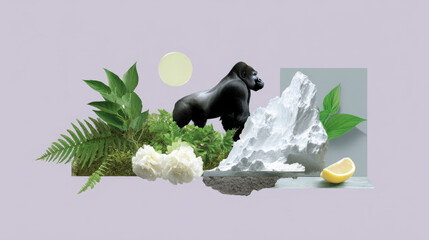 Minimalist surreal collage art.