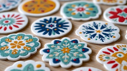 Fototapeta premium Colorful Winter Stickers on a White Background for Creative Projects