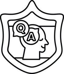 A shield with a man's head and the letters Q and A on it