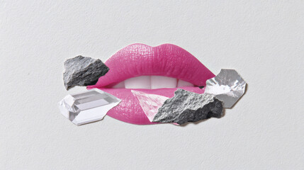 Fashion minimalist collage with lips.