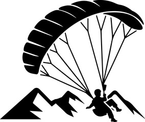 paraglider black silhouette vector illustration
