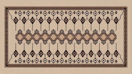 Beige and Brown Geometric Rug Design Abstract Pattern