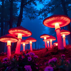 glowing mushroom forest