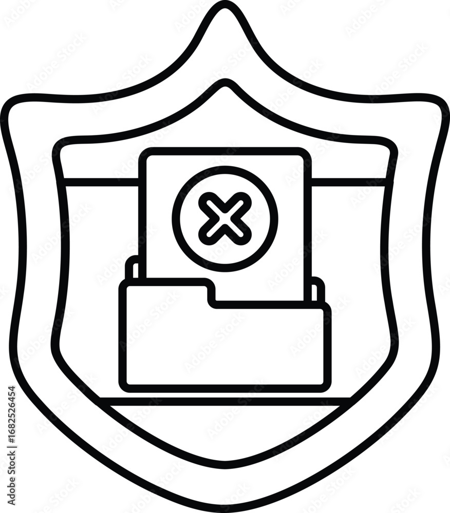 Poster a shield with a file on it and an x on it