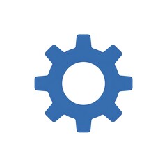 A simple blue gear icon representing settings or mechanics, isolated on a white background.
