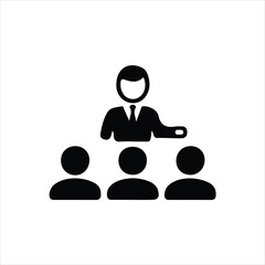Leader addressing a group of people icon speaker presenter