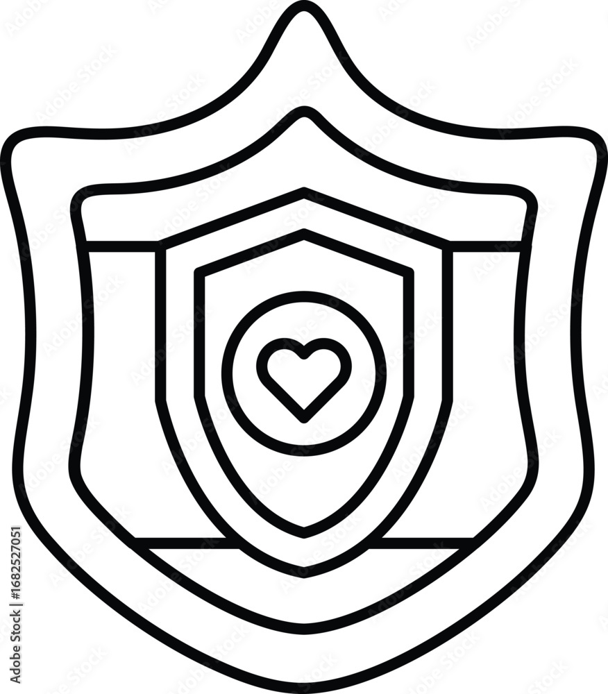 Aufkleber a shield with a heart on it