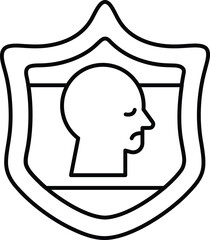 A man's head is drawn on a shield