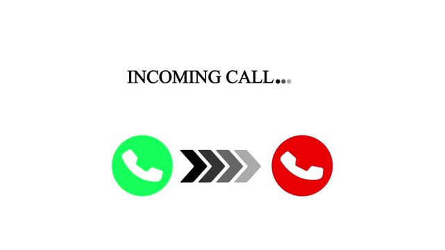 Modern Incoming Call Interface with Arrows and Buttons Phone Call Screen with Slide to Answer or Decline Incoming Call Animation with white background and 4k video animation .