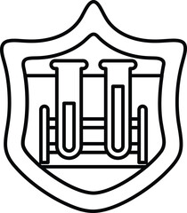 A shield with two test tubes on it