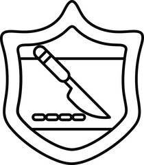 A shield with a knife on it