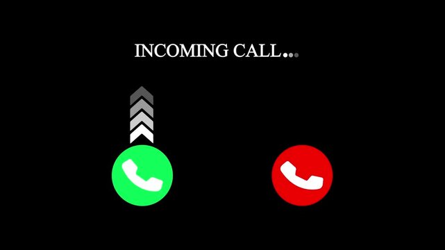 Incoming Call Animation &ndash; Green and Red Phone Button Interface Mobile Incoming Call Notification Accept or Decline Animation and black background and 4k video animation .