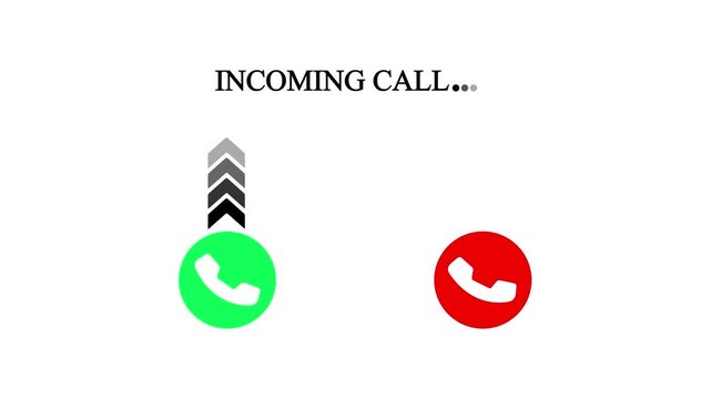 Incoming Call Animation &ndash; Green and Red Phone Button Interface Mobile Incoming Call Notification Accept or Decline Animation and white background and 4k video animation .