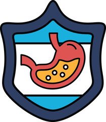 A black and white drawing of a stomach with a heart on it