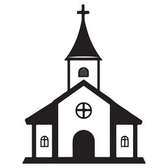minimalist church icon logo line art silhouette vector illustration 
