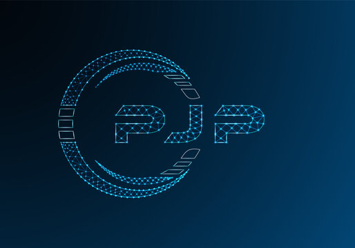 PJP low poly letter logo vector design. PJP lower poly logo design. Low poly logo.