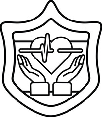 A black and white drawing of a heart with two hands holding it