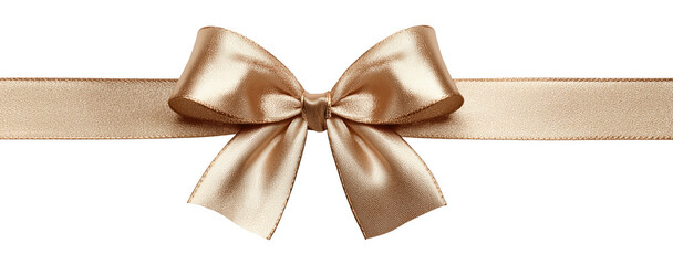 Beige ribbon with a bow isolated on transparent background
