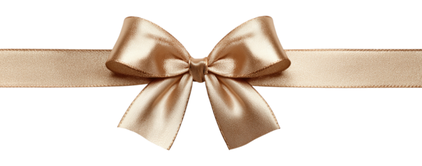 Beige ribbon with a bow isolated on transparent background