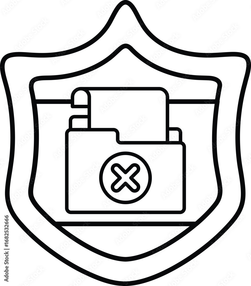 Poster a shield with a folder on it and an x on it