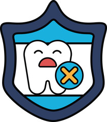 A black and white drawing of a tooth with an X on it