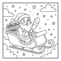 Naklejka premium Christmas Coloring Pages Bundle, Christmas Coloring Book Pages, Kids, Adults, Teens, Black and white Drawing, Line Art, Vector Illustration, bold and easy, Coloring book, Coloring Pages, 