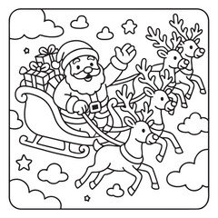 Christmas Coloring Pages Bundle, Christmas Coloring Book Pages, Kids, Adults, Teens, Black and white Drawing, Line Art, Vector Illustration, bold and easy, Coloring book, Coloring Pages, 