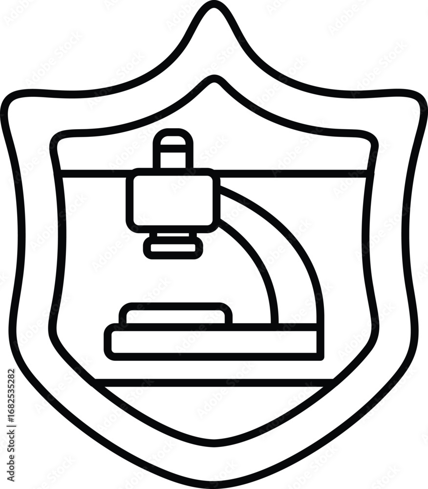 Poster a shield with a microscope on it