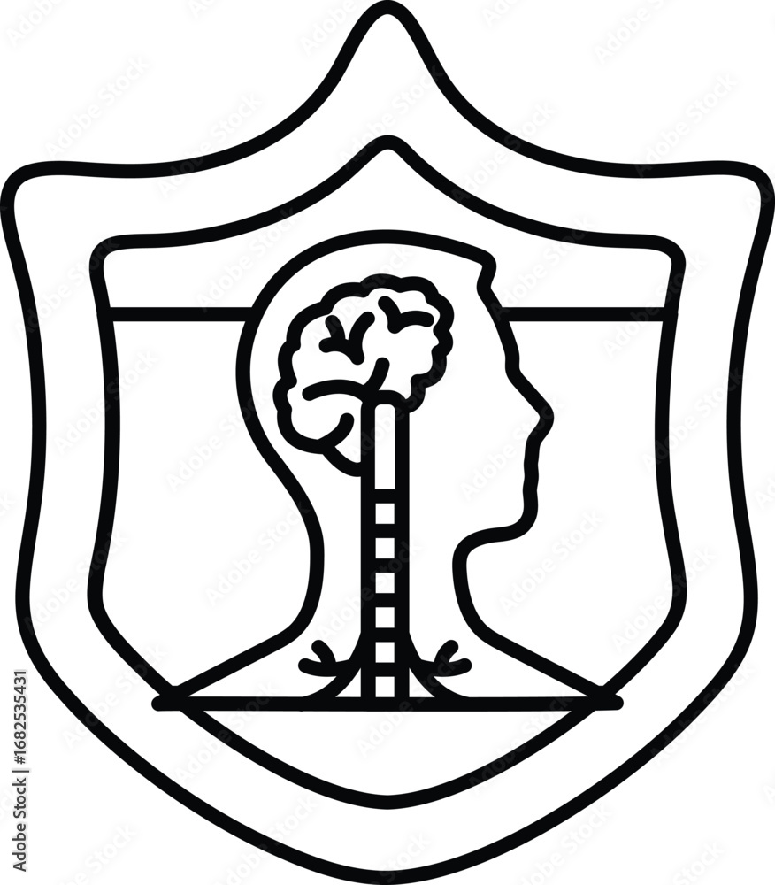 Poster a shield with a brain and a tree on it