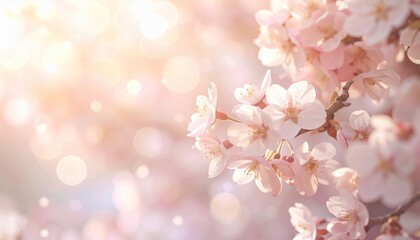 Fototapeta premium Blossoming Cherry Blossoms in Soft Focus with a Delightful Bokeh Effect