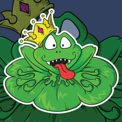 Funny Cartoon Frog Prince Vector Illustration