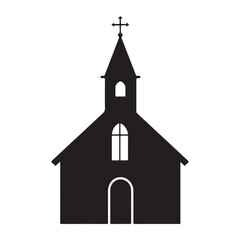 minimalist church icon logo line art silhouette vector illustration 