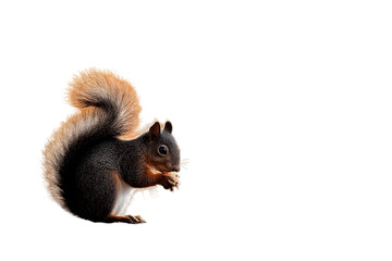 Fototapeta premium Adorable squirrel nibbling a nut with fluffy tail, perfect for nature and wildlife projects