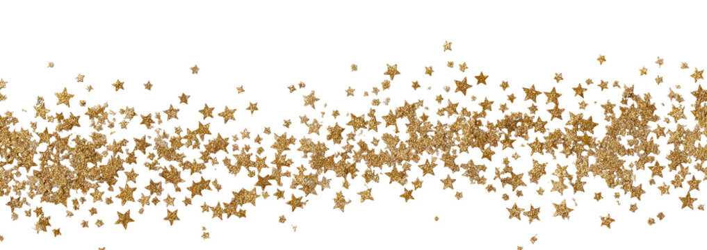 Abstract design of scattered, tan-colored particles on a black background