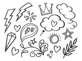 Fototapeta premium Hand Drawn Doodle Elements Collection drawing sketch