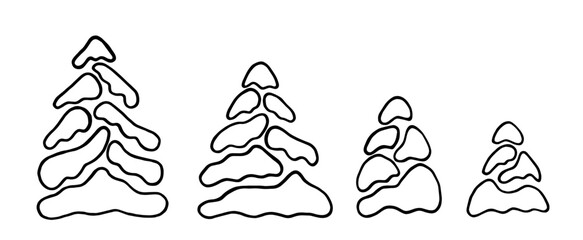 Fototapeta premium Set of vector snowy fir trees. Winter design element. Основные RGB