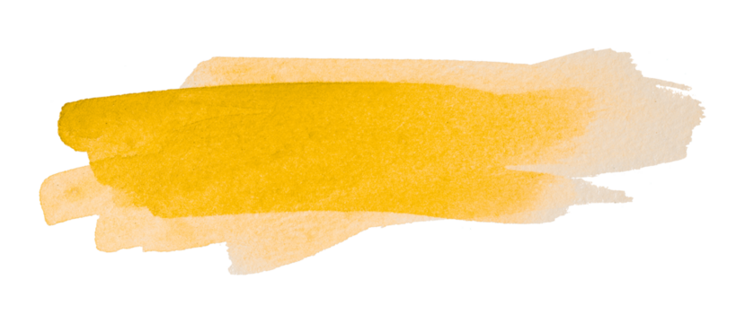 yellow watercolor background. Artistic hand paint. Isolated on transparent background.