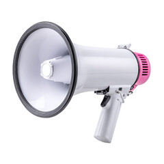 Powerful White Megaphone with Pink Accent for Announcements and Events in Various Outdoor Settings