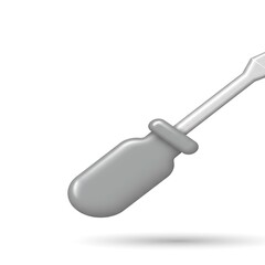 Fototapeta premium A close-up, 3D rendered illustration of a gray screwdriver with a white background.