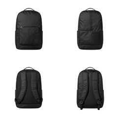 Fototapeta premium Elegant black backpack showcased in multiple angles for product representation purposes