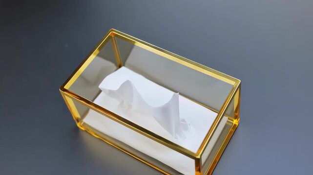 Gold-framed clear tissue box