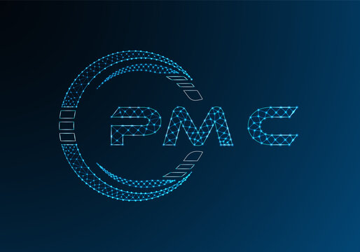 PMC low poly letter logo vector design. PMC lower poly logo design. Low poly logo.