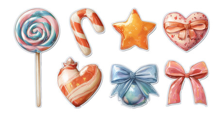 Colorful Candy and Sweet Treat Illustrations on Transparent Background