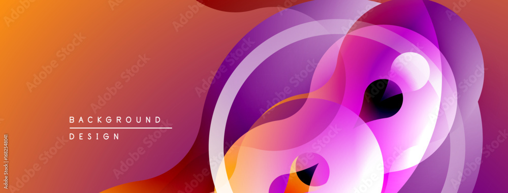 Poster abstract fluid shapes, vibrant colors blend. modern design, dynamic composition, gradient effect. pe
